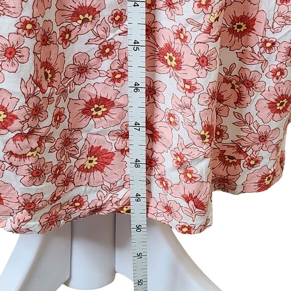 As U Wish Hi Low Dress Flutter Sleeve Tie Back Pink White Floral Small NWT - Picture 12 of 12